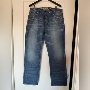 Men’s Lucky Brand Medium Wash Distressed 221 Slim Straight Jeans - Size 36 X 32